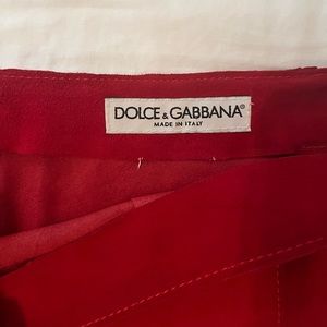 Dolce and Gabbana vintage red suede mini skirt.